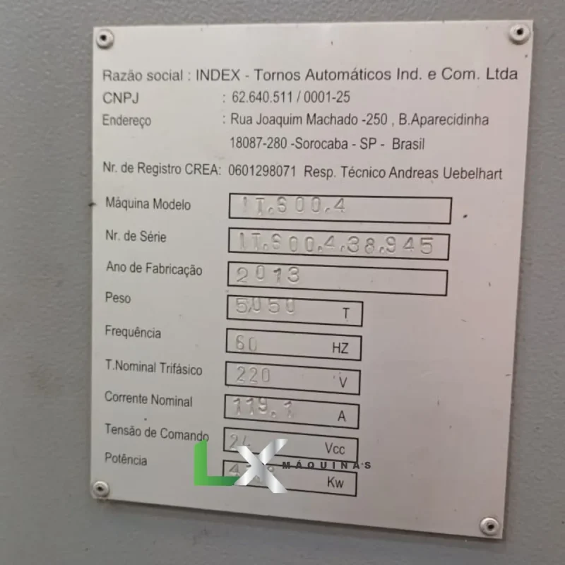 CENTRO DE TORNEAMENTO INDEX IT600 - FERRAMENTA ACIONADA - 2013 (2)