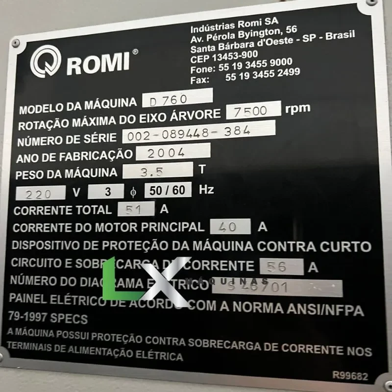 CENTRO DE USINAGEM ROMI D760 COM 4 EIXOS – SIEMENS 810D SHOPMILL (1)