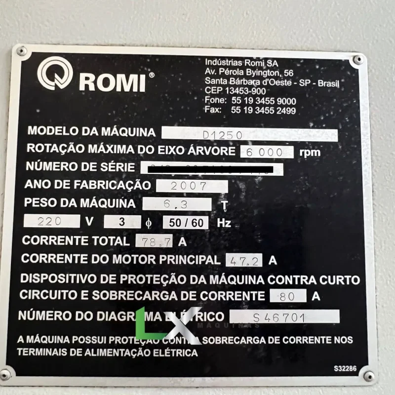 CENTRO DE USINAGEM VERTICAL ROMI D1250 - 2007 (4)